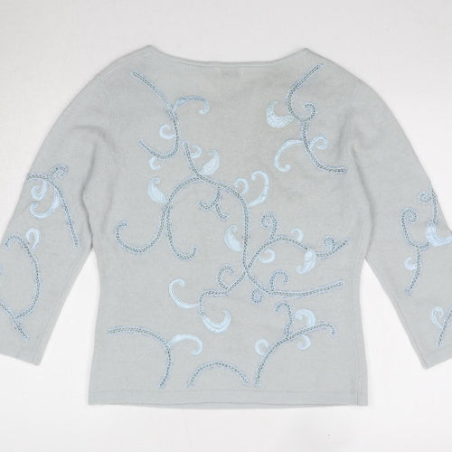 Kaliko Womens Blue V-Neck Wool Pullover Jumper Size 14