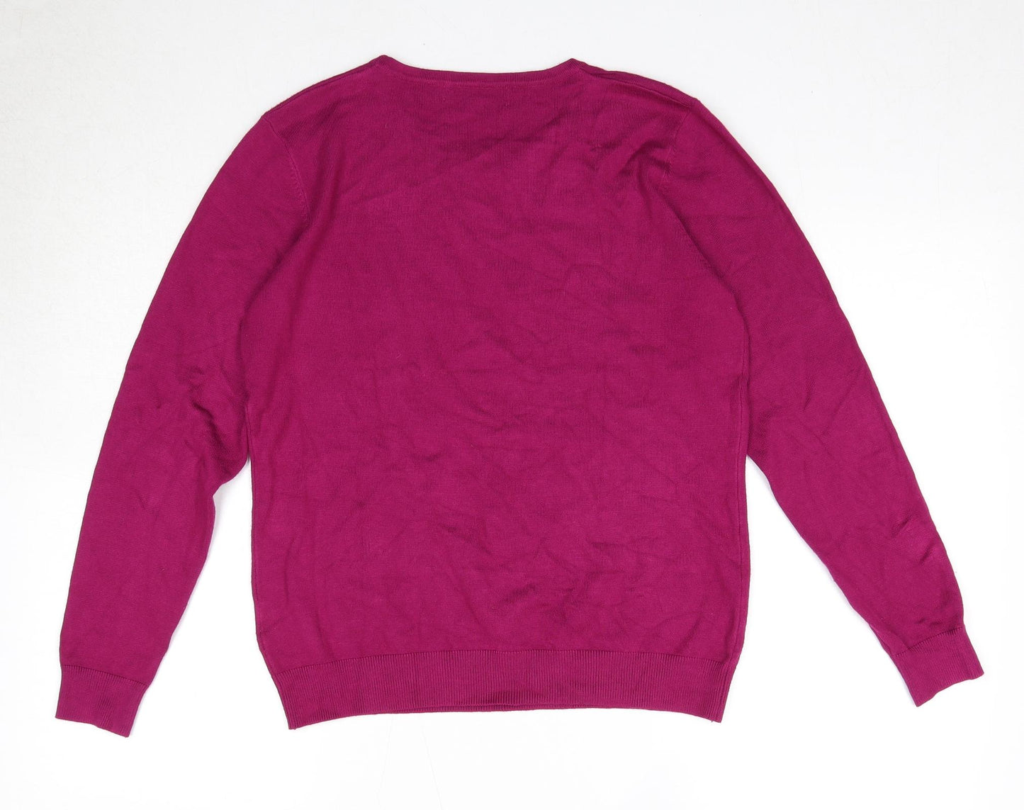 Mudflower Womens Pink Round Neck Viscose Pullover Jumper Size S - Size S/M