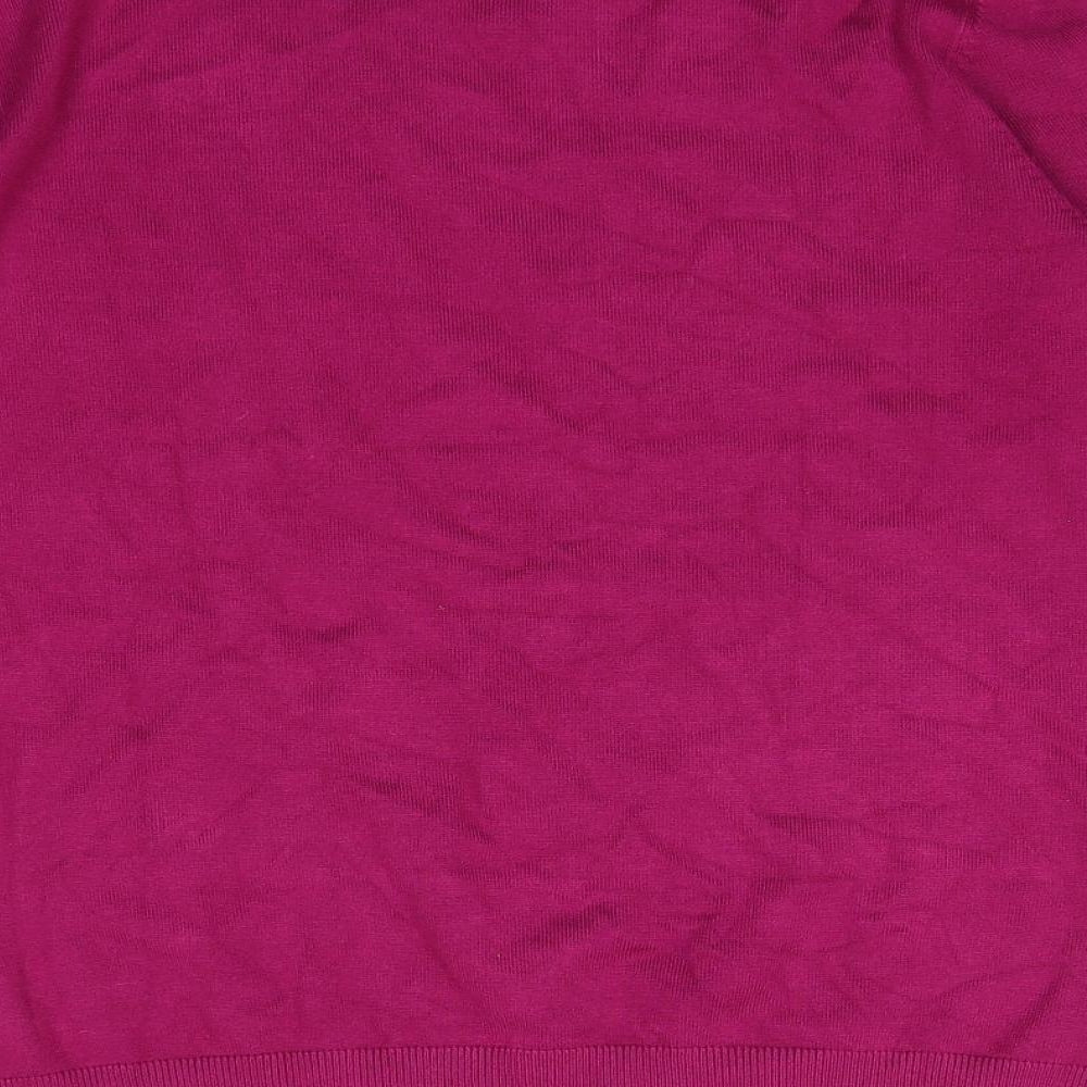 Mudflower Womens Pink Round Neck Viscose Pullover Jumper Size S - Size S/M