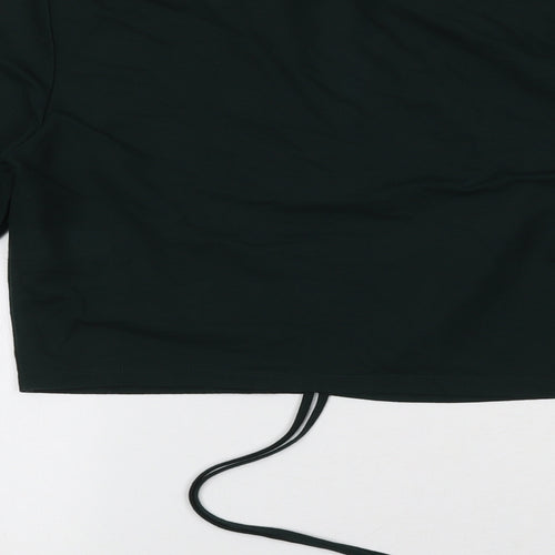 Zara Womens Green Viscose Cropped Blouse Size M Collared - Ruched Detail