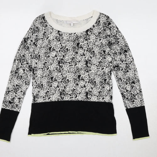 NEXT Womens Black Round Neck Floral Viscose Pullover Jumper Size 6