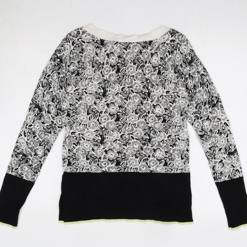 NEXT Womens Black Round Neck Floral Viscose Pullover Jumper Size 6