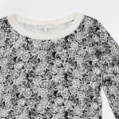 NEXT Womens Black Round Neck Floral Viscose Pullover Jumper Size 6