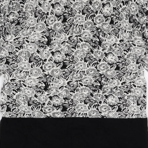 NEXT Womens Black Round Neck Floral Viscose Pullover Jumper Size 6