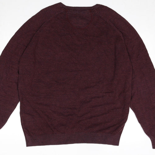 Fynch-Hatton Mens Red Round Neck Cotton Pullover Jumper Size 2XL Long Sleeve