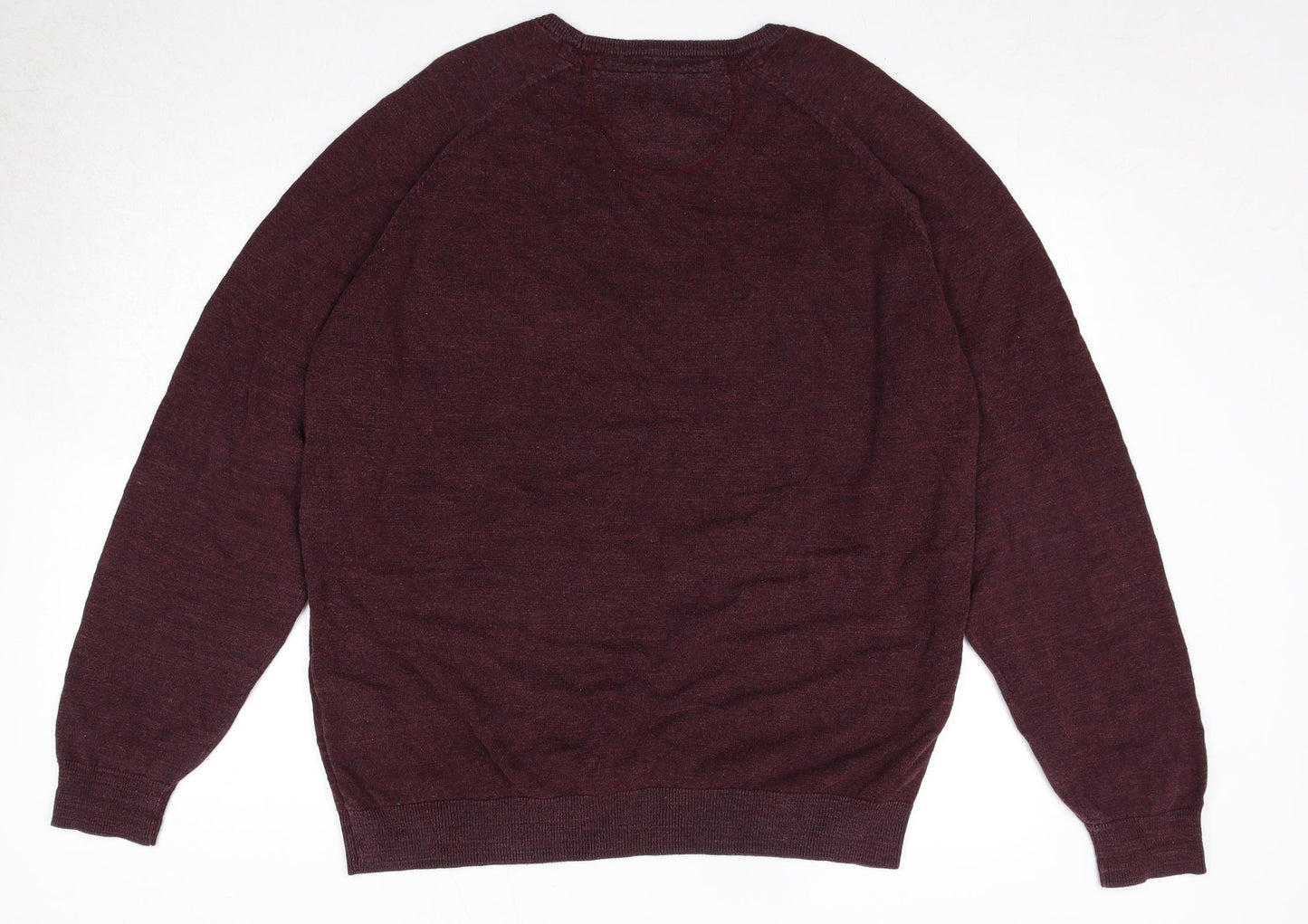 Fynch-Hatton Mens Red Round Neck Cotton Pullover Jumper Size 2XL Long Sleeve