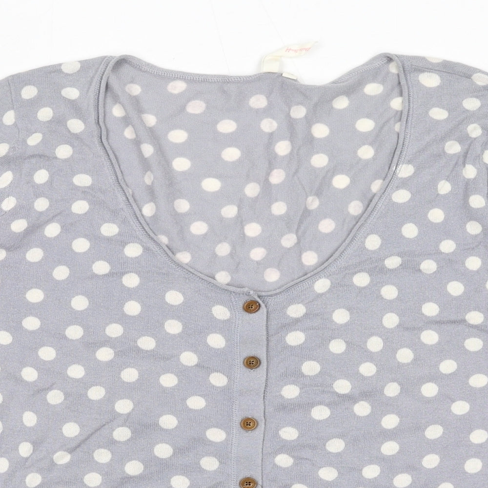 White Stuff Womens Grey Scoop Neck Polka Dot Cotton Pullover Jumper Size 14