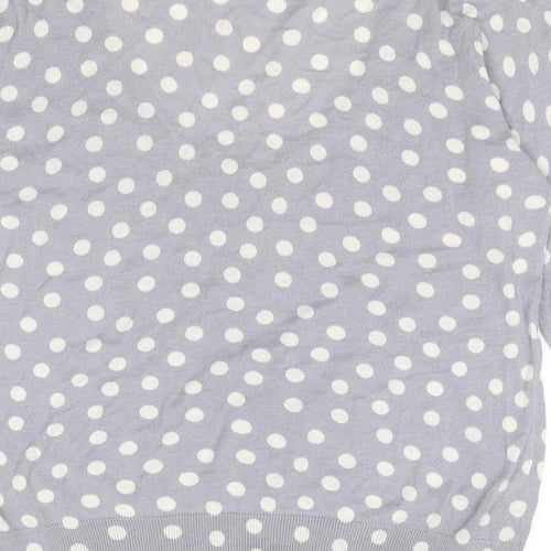 White Stuff Womens Grey Scoop Neck Polka Dot Cotton Pullover Jumper Size 14