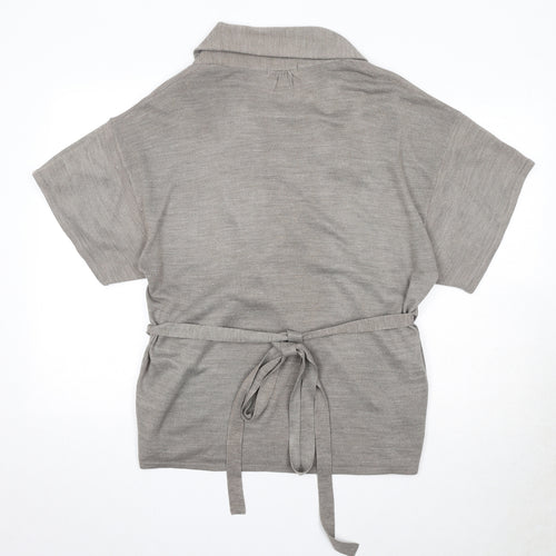 Marks and Spencer Womens Brown V-Neck Acrylic Wrap Jumper Size 20