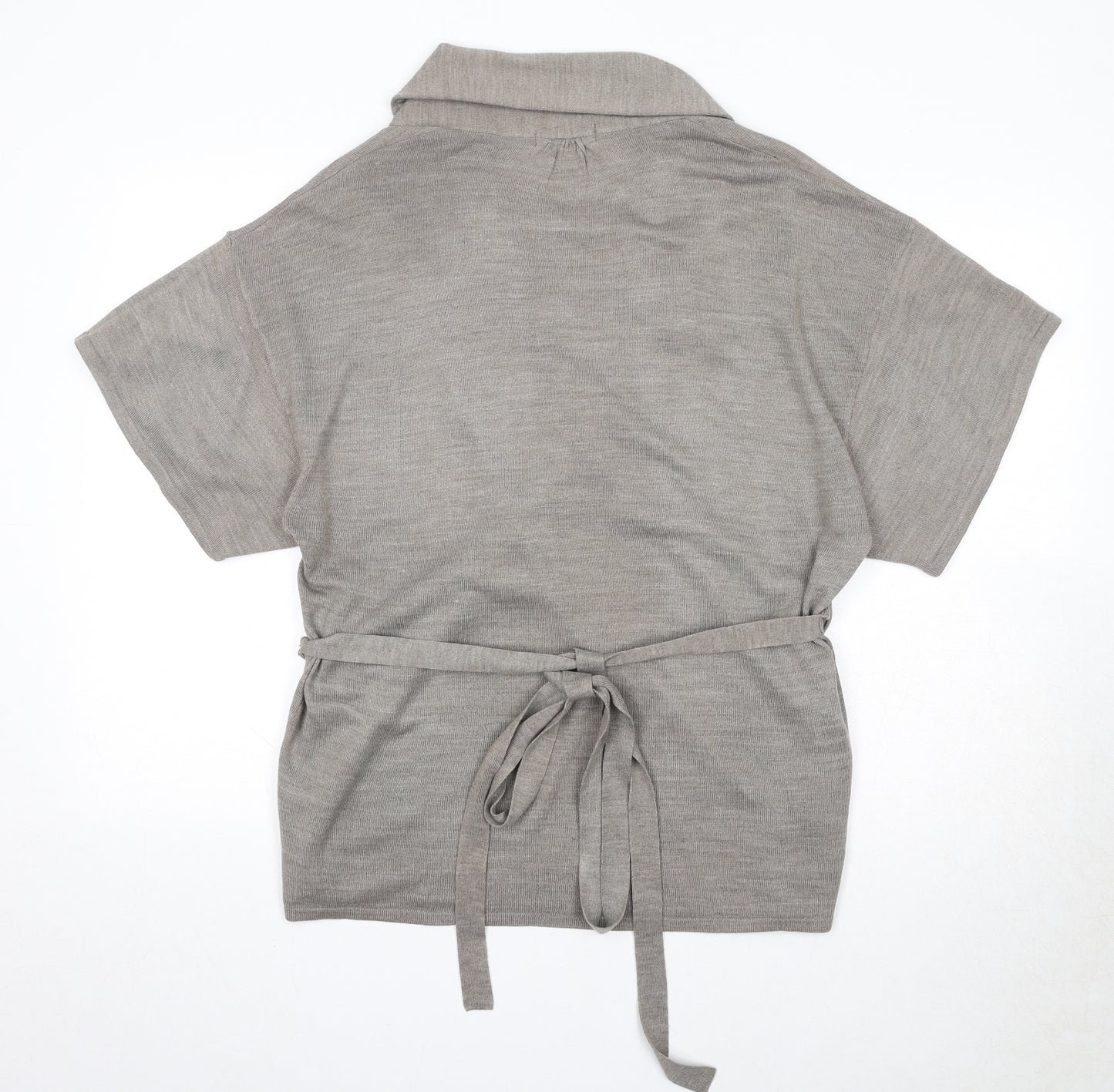 Marks and Spencer Womens Brown V-Neck Acrylic Wrap Jumper Size 20