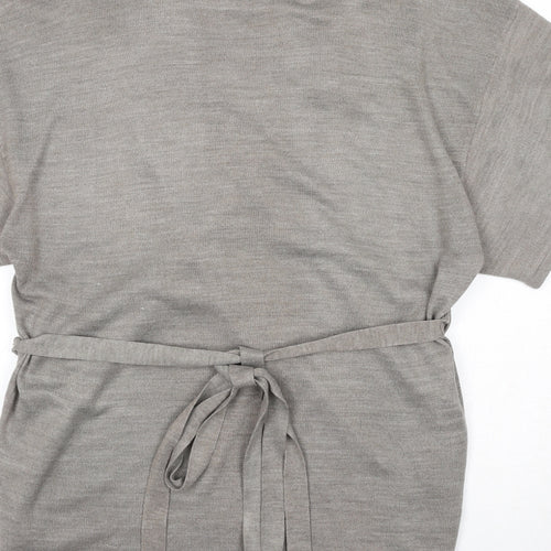 Marks and Spencer Womens Brown V-Neck Acrylic Wrap Jumper Size 20