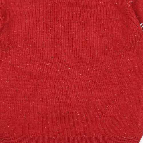 NEXT Boys Red Round Neck Acrylic Pullover Jumper Size 10 Years Pullover - Reindeer Christmas