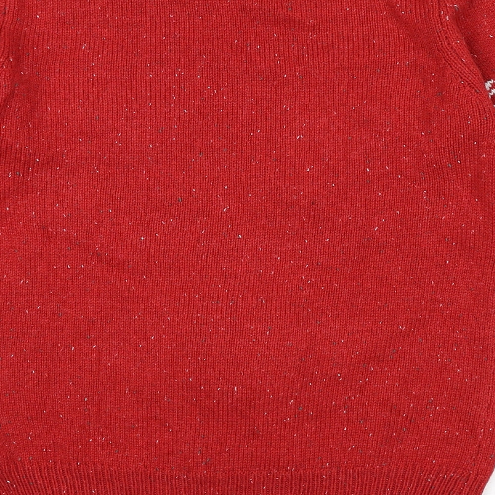NEXT Boys Red Round Neck Acrylic Pullover Jumper Size 10 Years Pullover - Reindeer Christmas