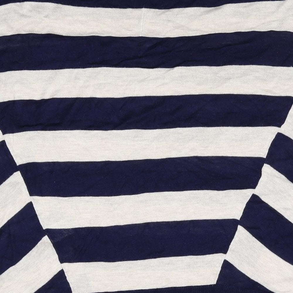 Warehouse Womens Blue Boat Neck Striped Viscose Pullover Jumper Size 12