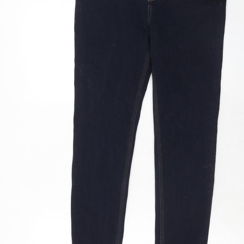 Marks and Spencer Womens Blue Cotton Skinny Jeans Size 12 Regular Zip