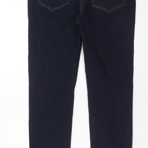 Marks and Spencer Womens Blue Cotton Skinny Jeans Size 12 Regular Zip
