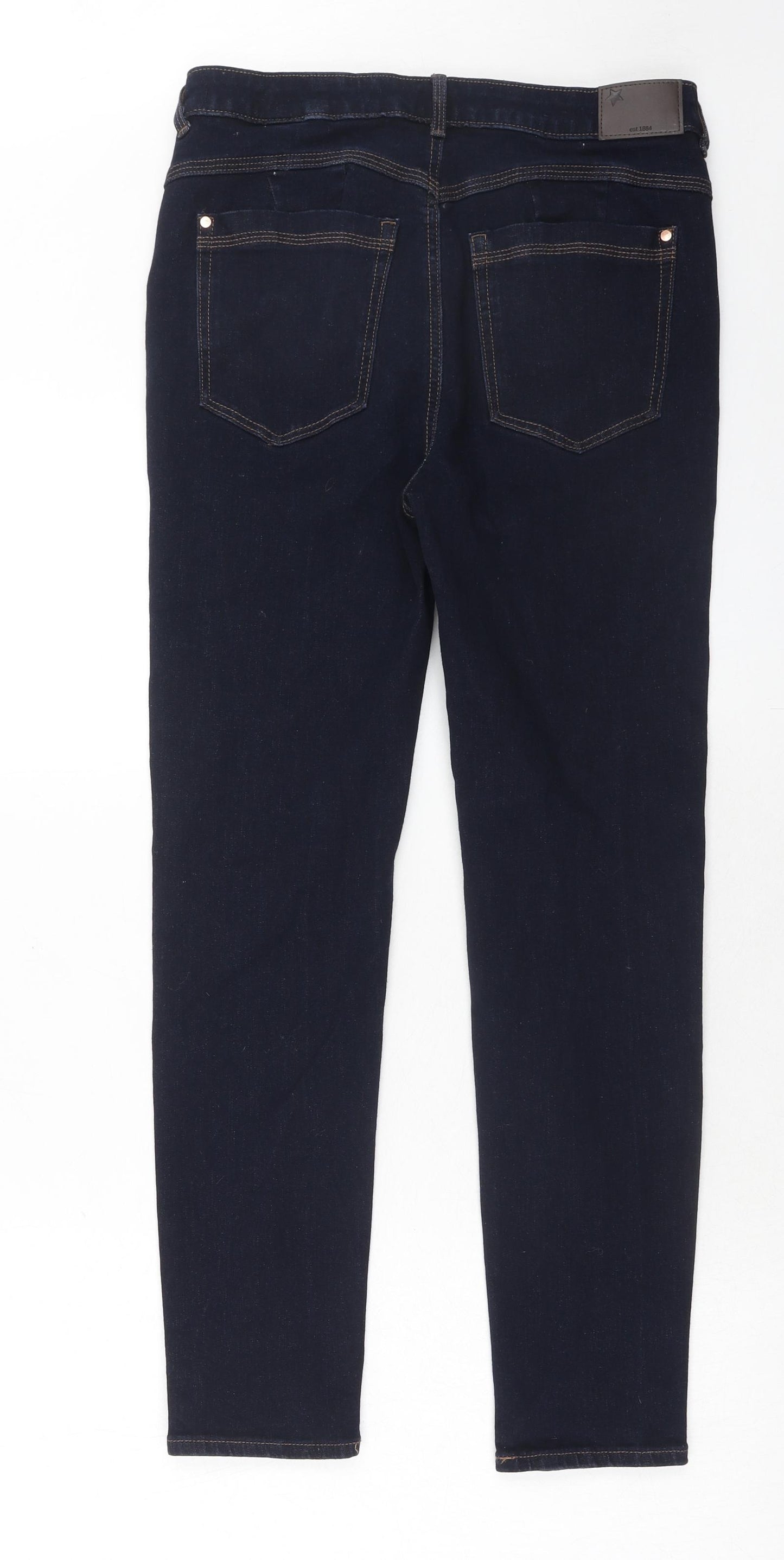 Marks and Spencer Womens Blue Cotton Skinny Jeans Size 12 Regular Zip