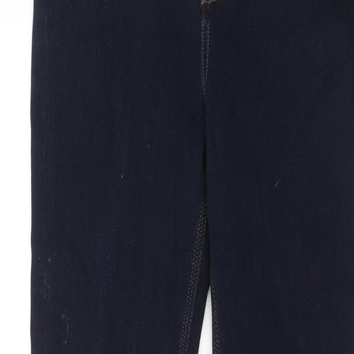 Marks and Spencer Womens Blue Cotton Skinny Jeans Size 12 Regular Zip