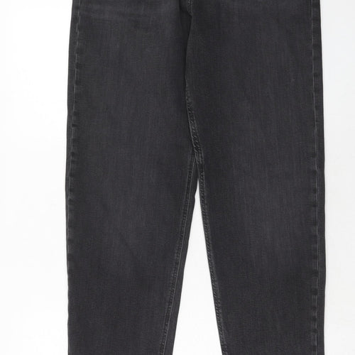 Marks and Spencer Womens Black Cotton Straight Jeans Size 14 Regular Zip