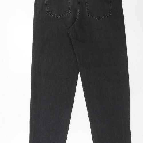 Marks and Spencer Womens Black Cotton Straight Jeans Size 14 Regular Zip