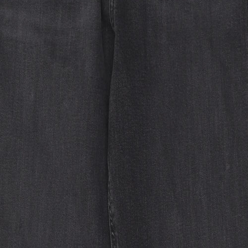Marks and Spencer Womens Black Cotton Straight Jeans Size 14 Regular Zip
