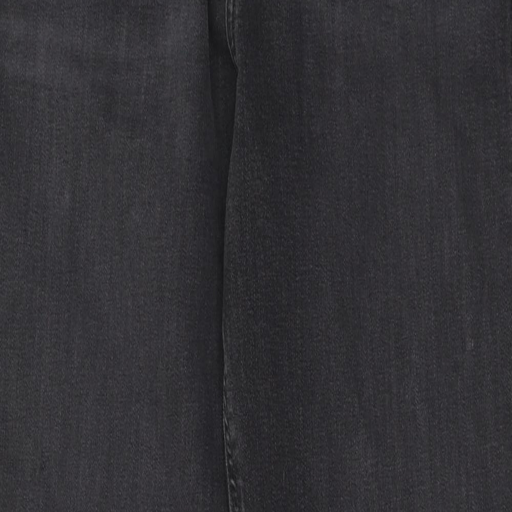 Marks and Spencer Womens Black Cotton Straight Jeans Size 14 Regular Zip