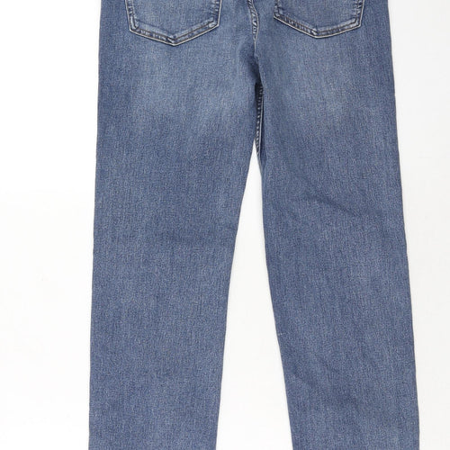 Marks and Spencer Womens Blue Cotton Straight Jeans Size 12 Regular Zip