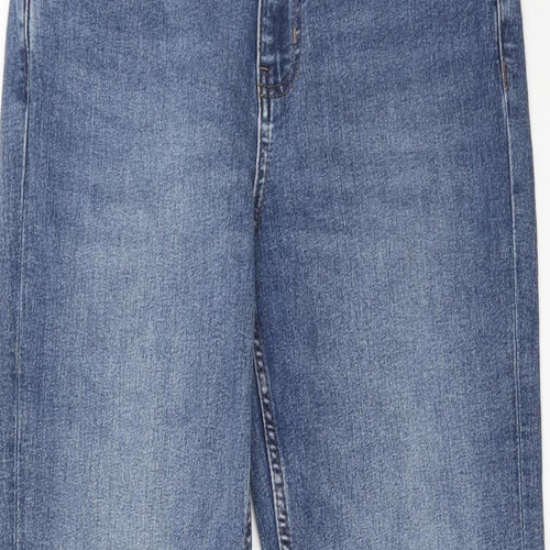 Marks and Spencer Womens Blue Cotton Straight Jeans Size 12 Regular Zip