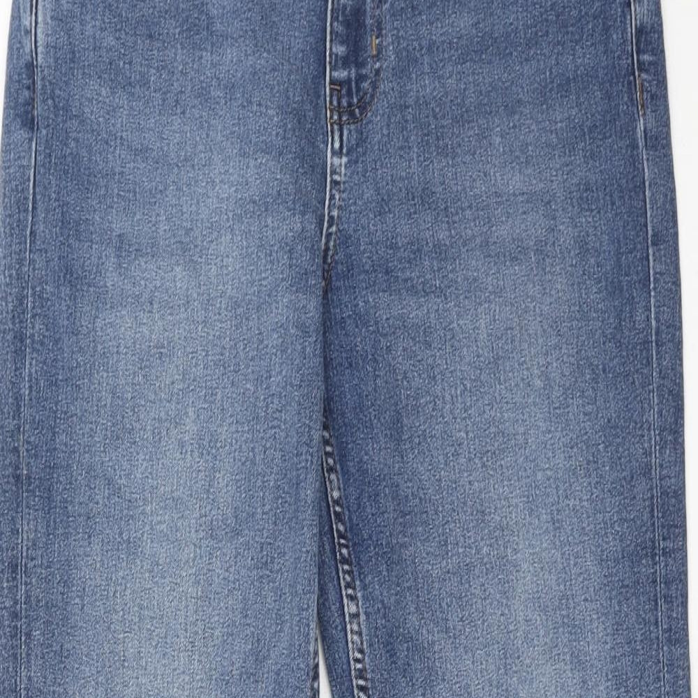 Marks and Spencer Womens Blue Cotton Straight Jeans Size 12 Regular Zip