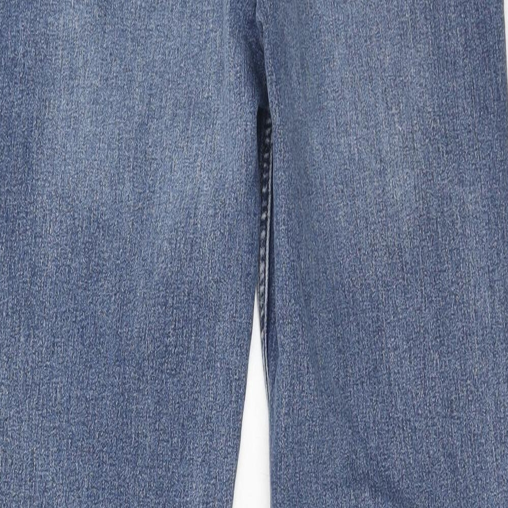 Marks and Spencer Womens Blue Cotton Straight Jeans Size 12 Regular Zip