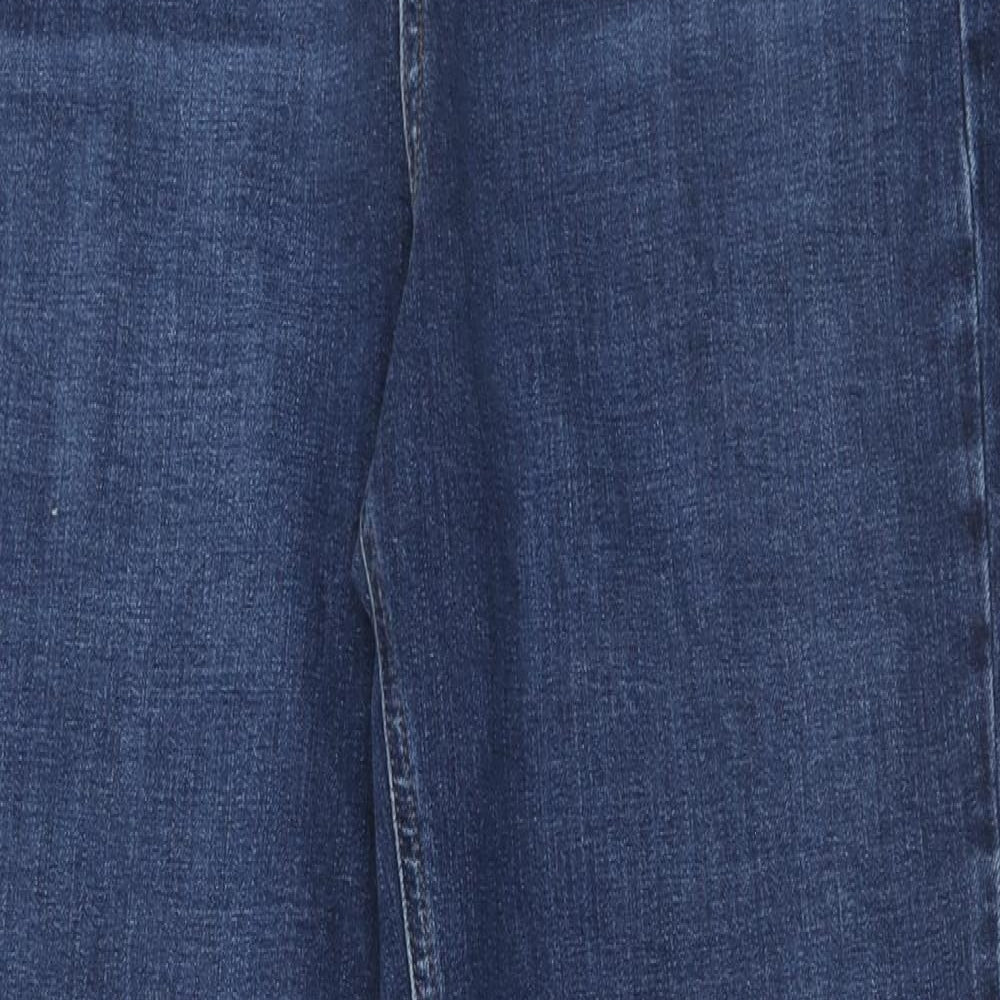 Marks and Spencer Womens Blue Cotton Mom Jeans Size 12 Regular Zip