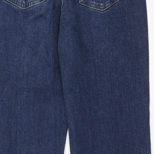 Marks and Spencer Womens Blue Cotton Mom Jeans Size 12 Regular Zip