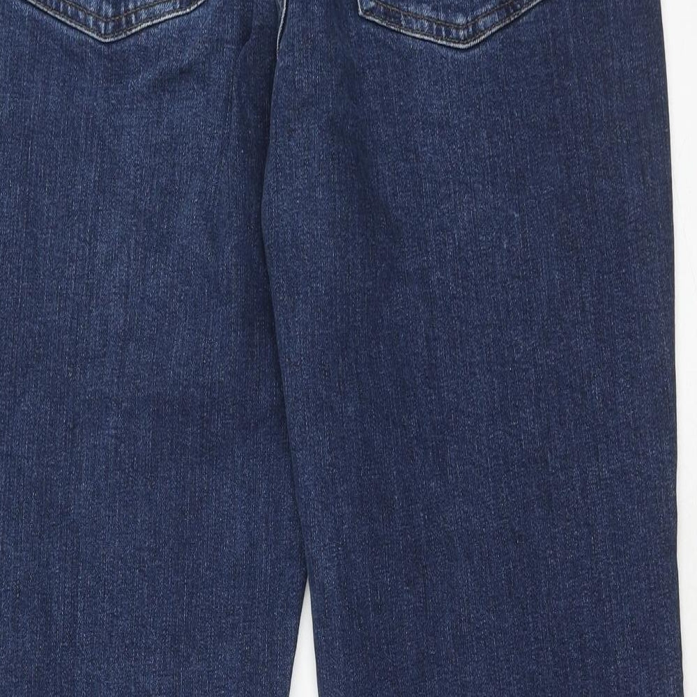 Marks and Spencer Womens Blue Cotton Mom Jeans Size 12 Regular Zip