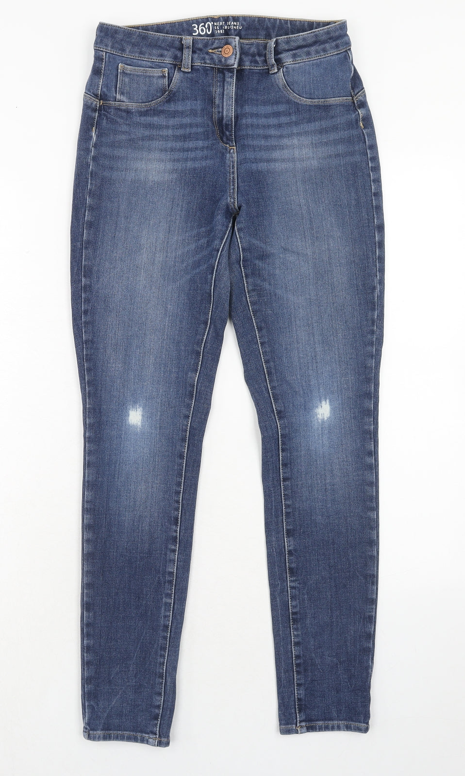 NEXT Womens Blue Cotton Skinny Jeans Size 10 Regular Zip