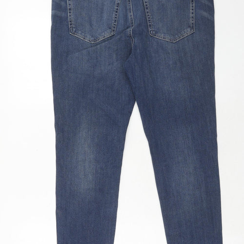 Marks and Spencer Womens Blue Cotton Straight Jeans Size 14 Regular Zip
