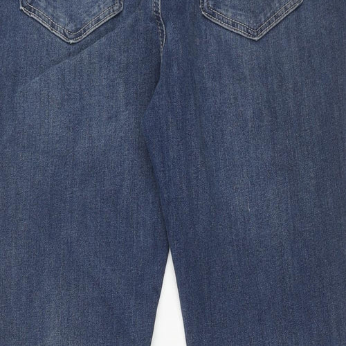 Marks and Spencer Womens Blue Cotton Straight Jeans Size 14 Regular Zip
