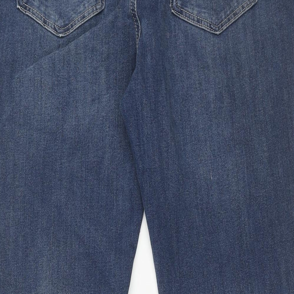 Marks and Spencer Womens Blue Cotton Straight Jeans Size 14 Regular Zip