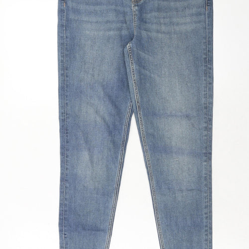 Marks and Spencer Womens Blue Cotton Skinny Jeans Size 12 Regular Zip