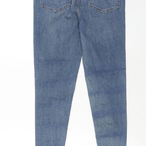 Marks and Spencer Womens Blue Cotton Skinny Jeans Size 12 Regular Zip