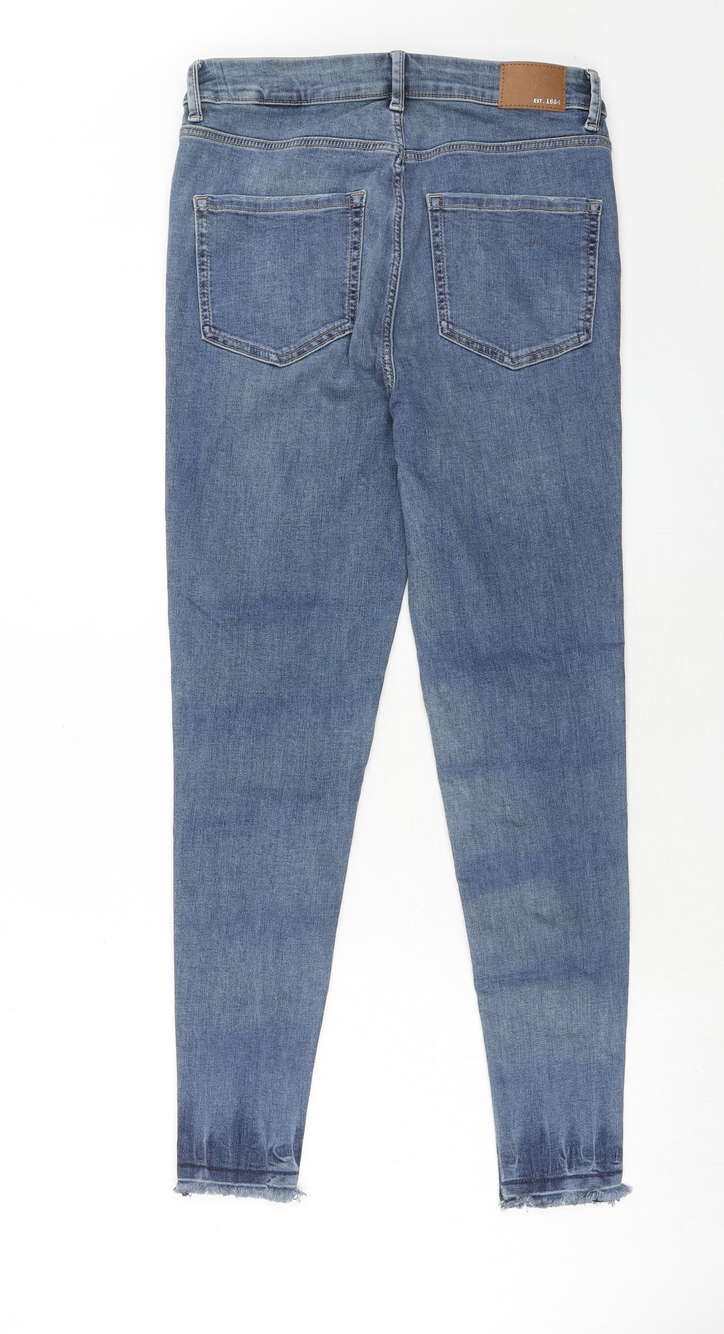 Marks and Spencer Womens Blue Cotton Skinny Jeans Size 12 Regular Zip