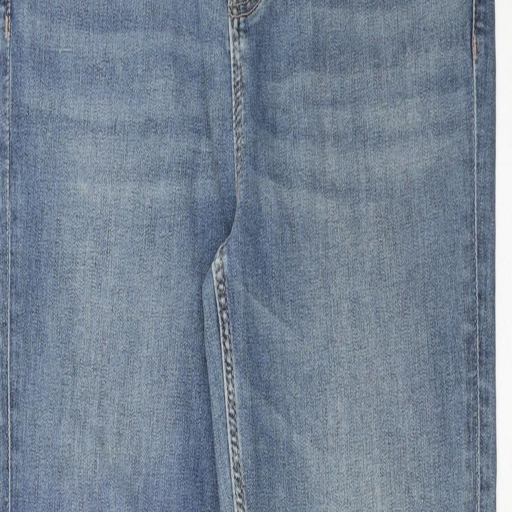 Marks and Spencer Womens Blue Cotton Skinny Jeans Size 12 Regular Zip