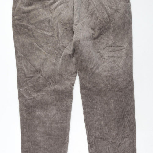 Marks and Spencer Mens Brown Cotton Trousers Size 40 in L31 in Regular Zip