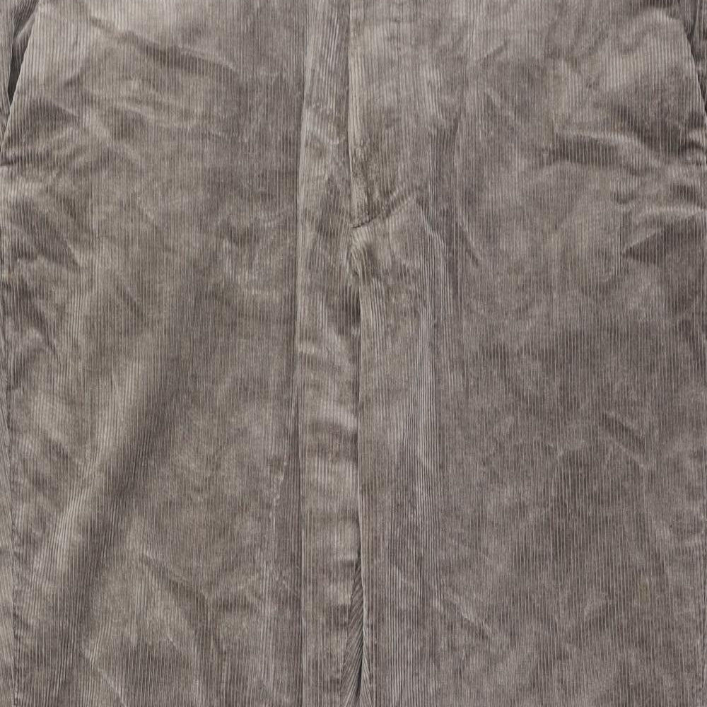 Marks and Spencer Mens Brown Cotton Trousers Size 40 in L31 in Regular Zip