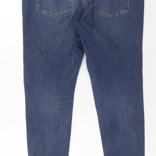 Marks and Spencer Womens Blue Cotton Skinny Jeans Size 16 Regular Zip