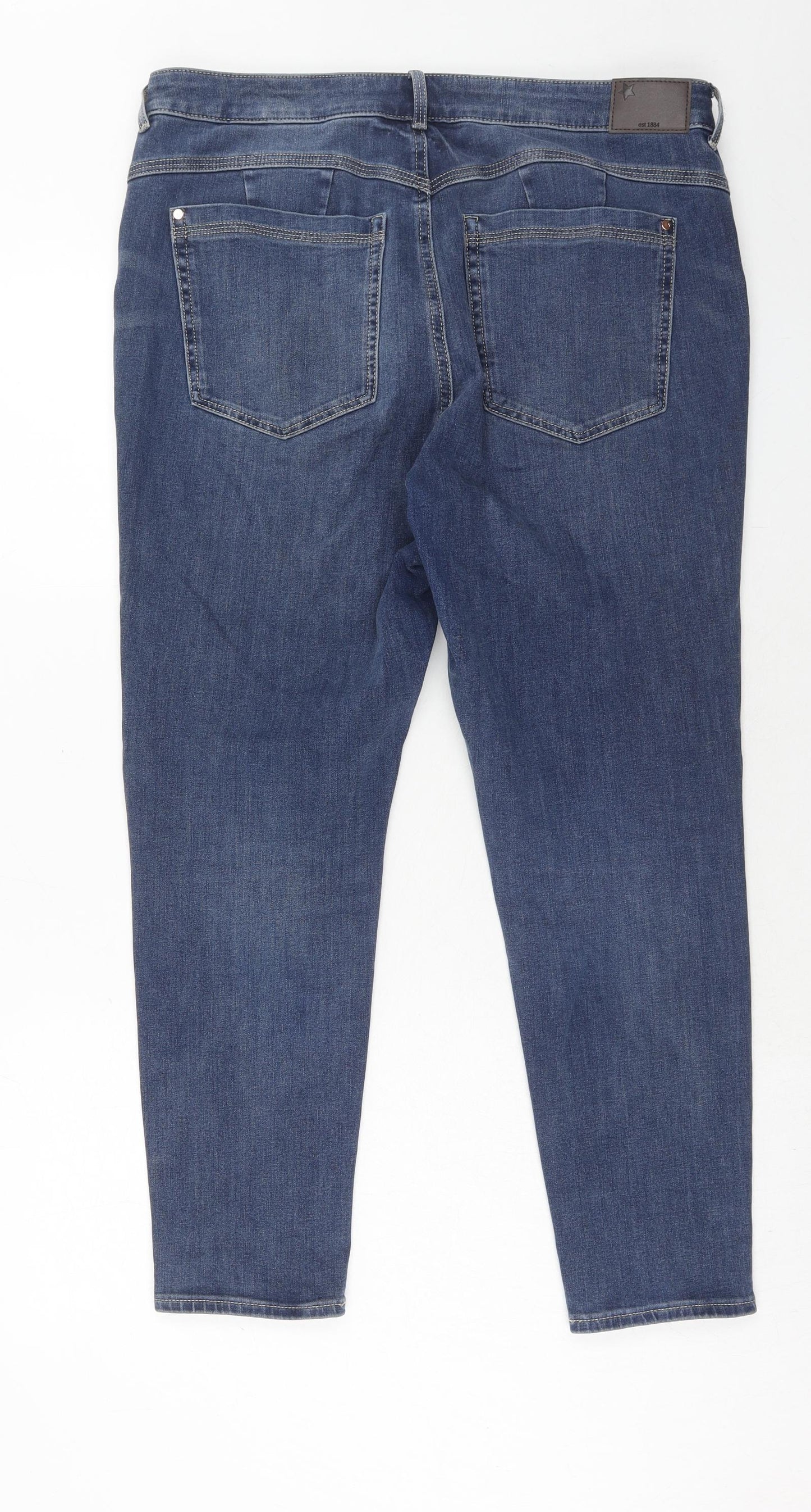 Marks and Spencer Womens Blue Cotton Skinny Jeans Size 16 Regular Zip