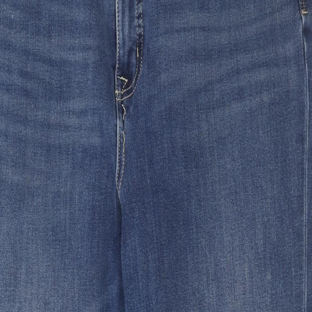 Marks and Spencer Womens Blue Cotton Skinny Jeans Size 16 Regular Zip