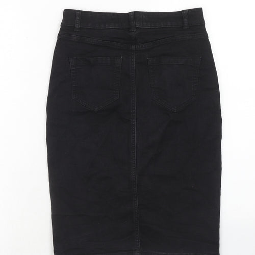 Dorothy Perkins Womens Black Cotton A-Line Skirt Size 8 Zip