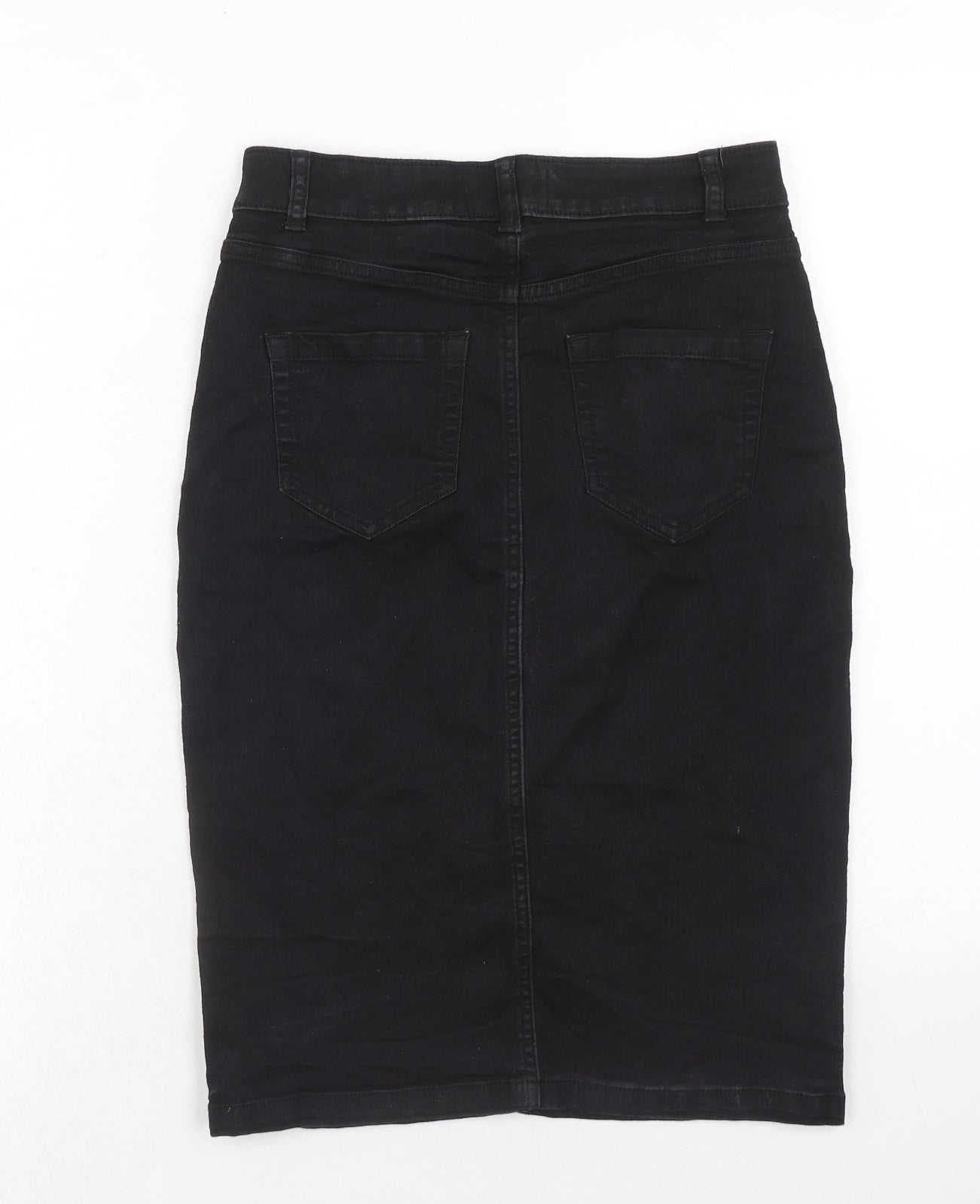 Dorothy Perkins Womens Black Cotton A-Line Skirt Size 8 Zip