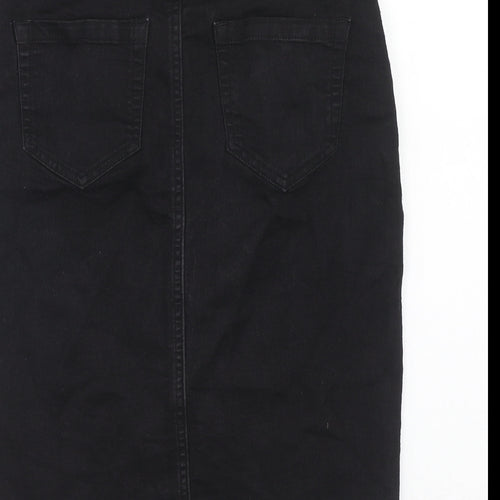 Dorothy Perkins Womens Black Cotton A-Line Skirt Size 8 Zip
