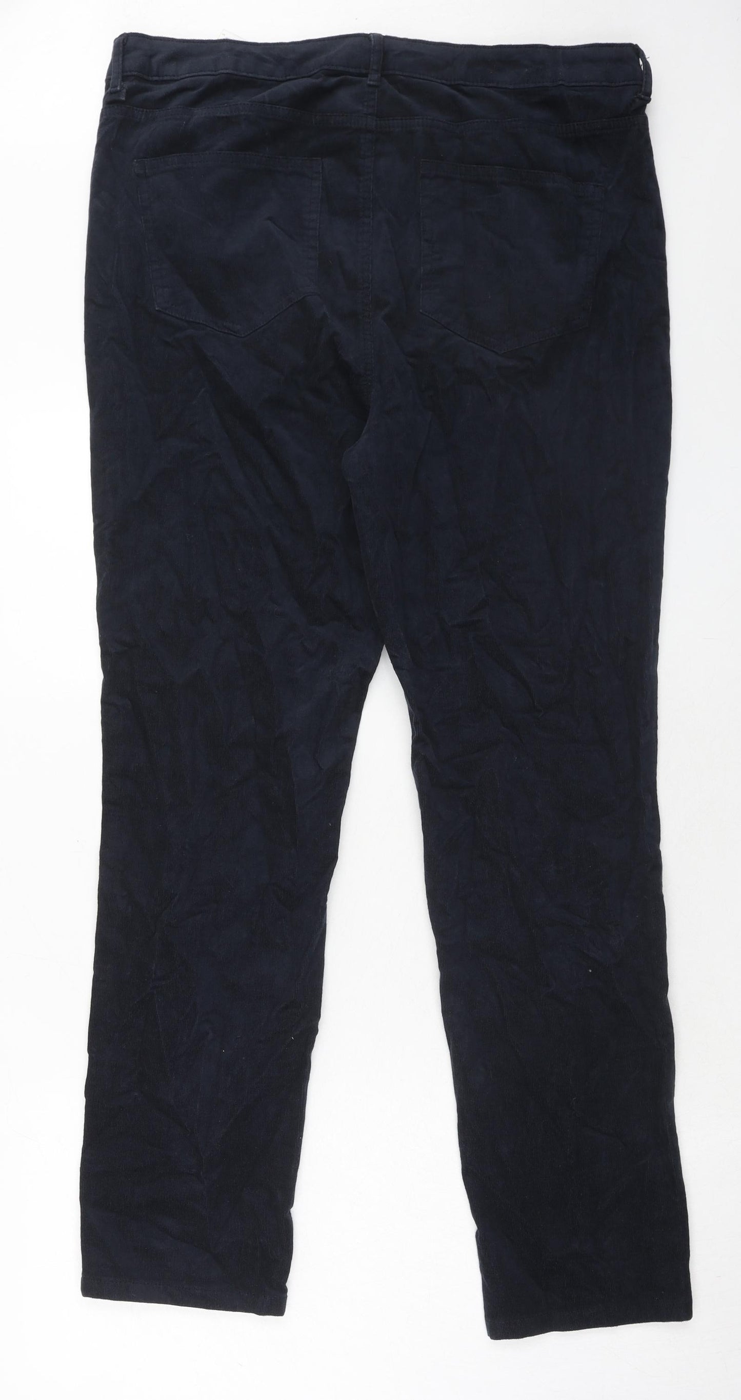Marks and Spencer Womens Blue Cotton Trousers Size 18 Regular Zip
